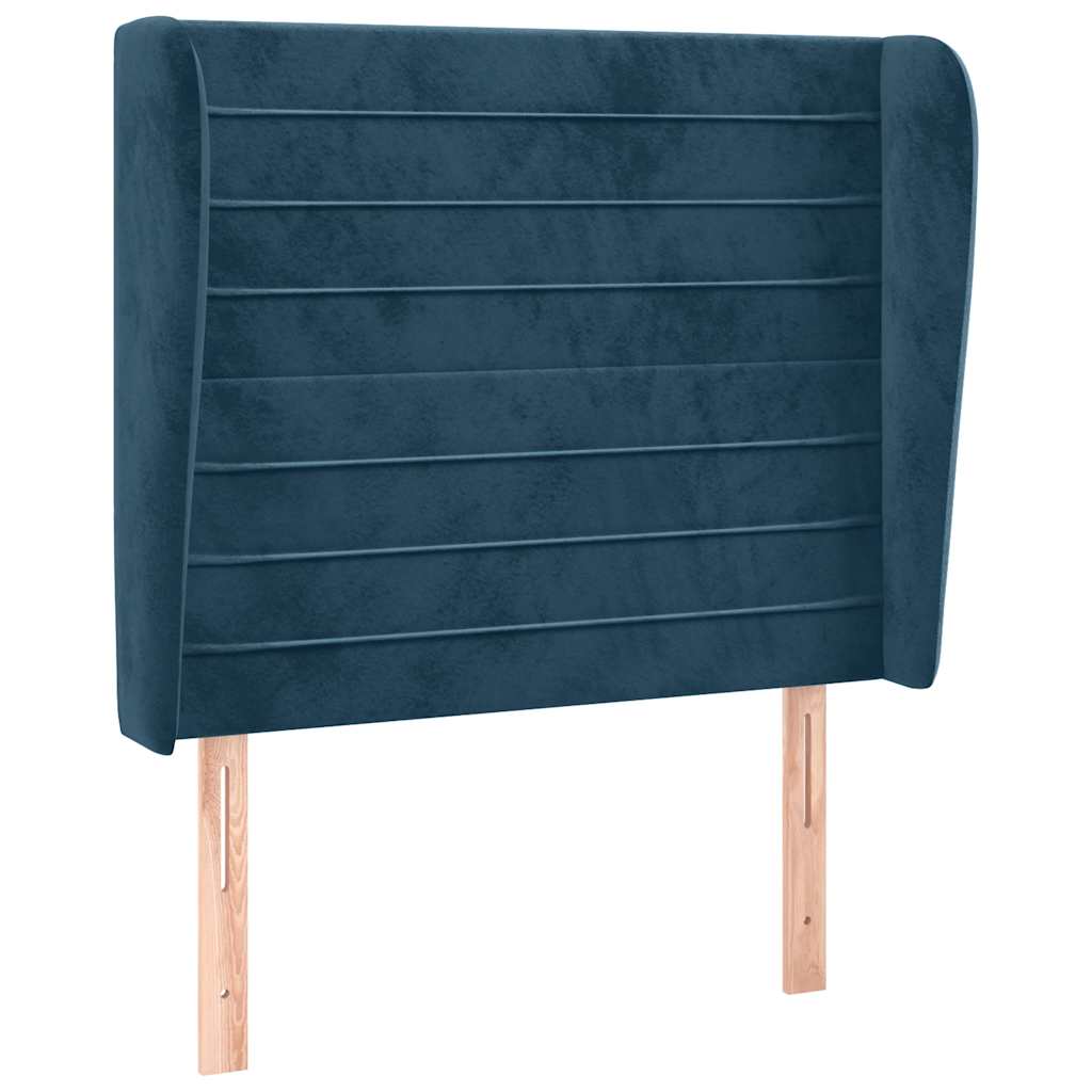 Kopfteil mit Ohren Dunkelblau 203x23x118/128 cm Samt