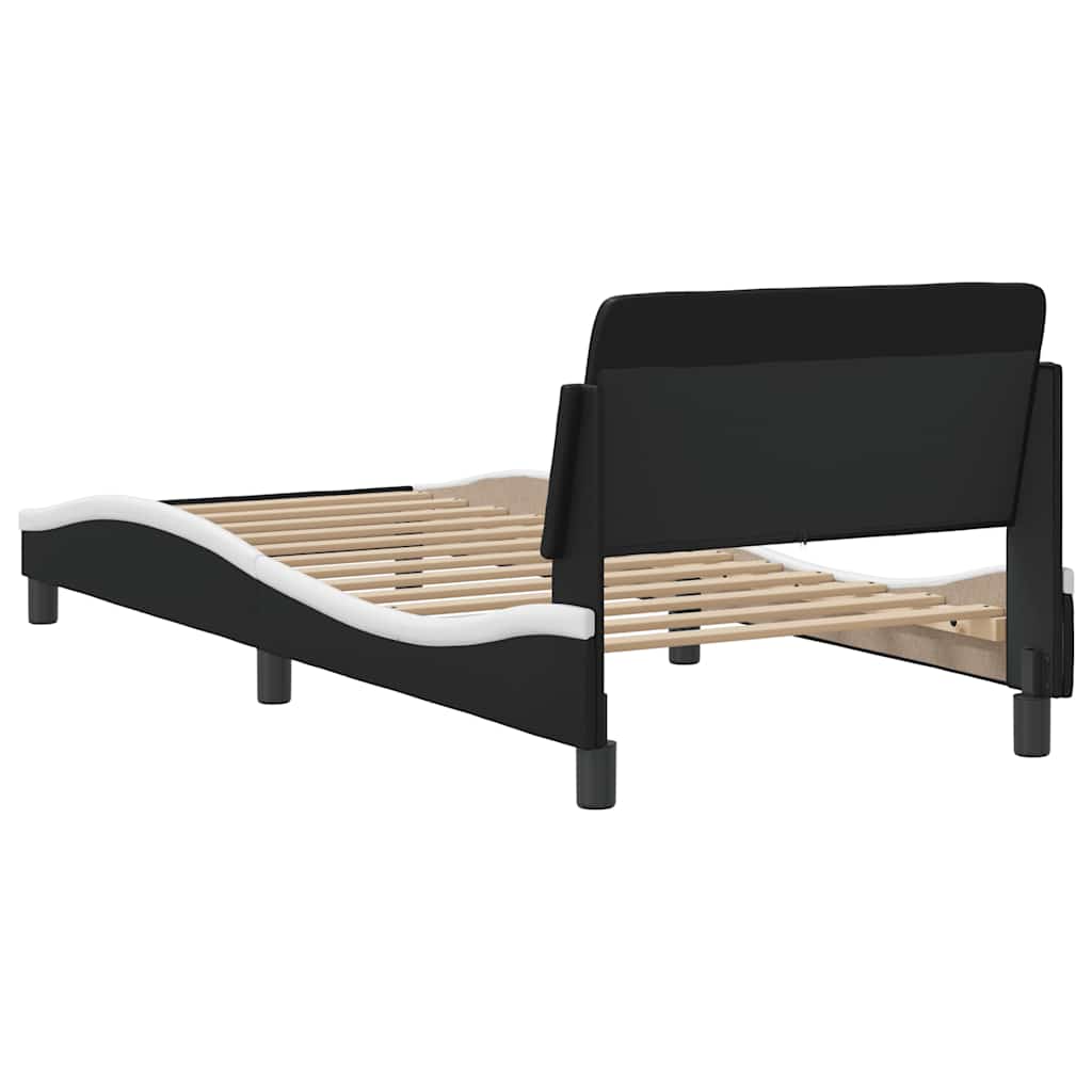 Bettgestell Dover Schwarz-Weiß 90x190 cm Kunstleder