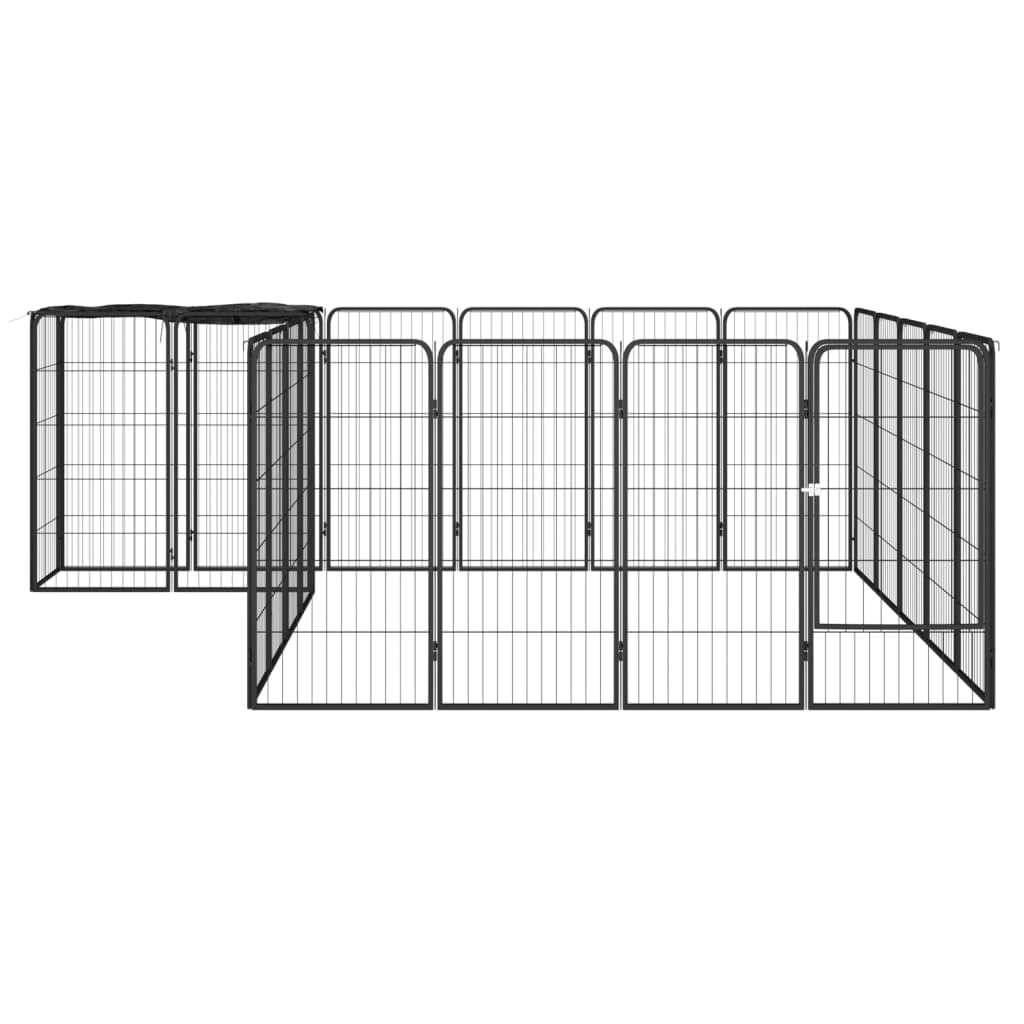 6-tlg. Hundelaufstall Schwarz 50x100cm Stahl Pulverbeschichtung