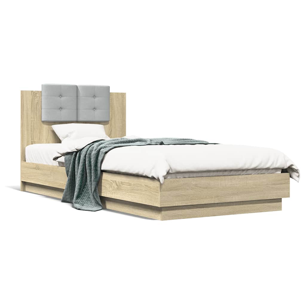 Bettgestell mit Kopfteil Grau Sonoma 180x200 cm Holzwerkstoff