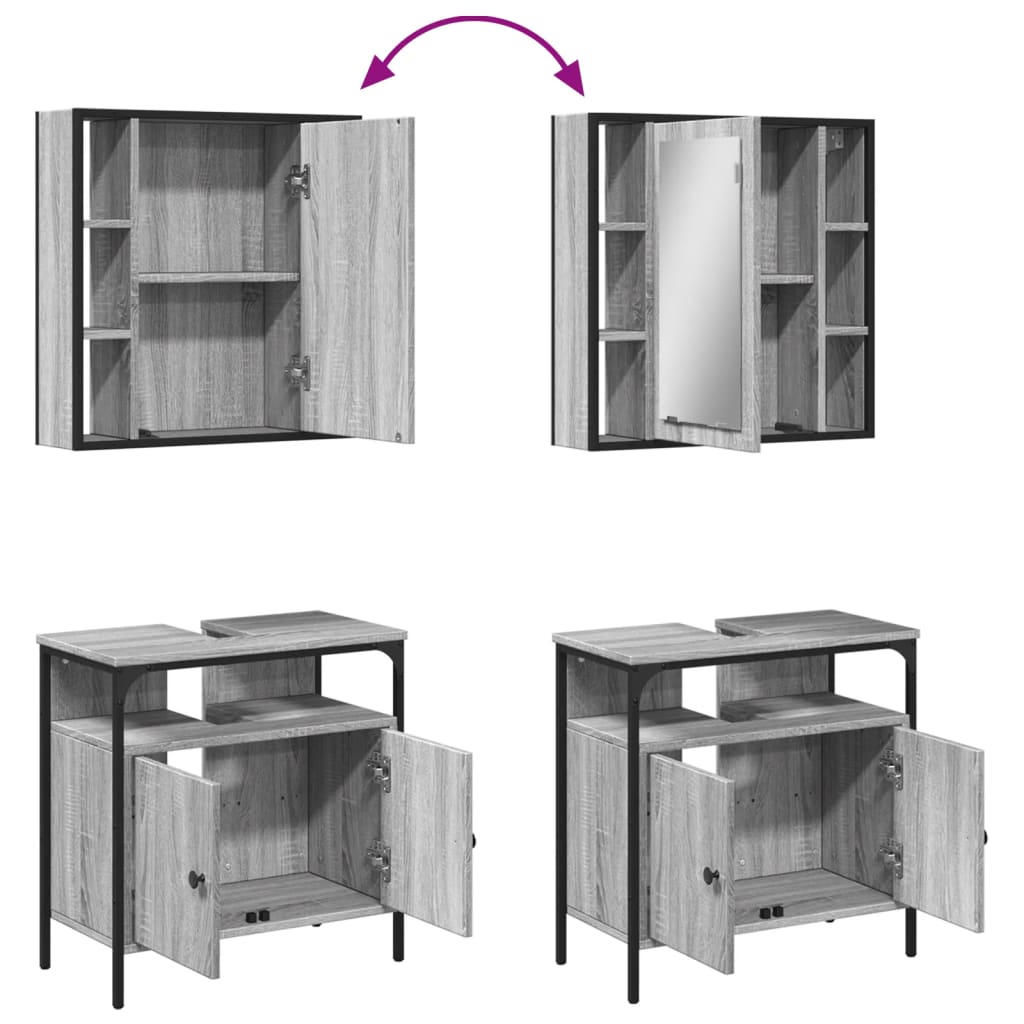 2-tlg. Badmöbel-Set Schwarz Holzwerkstoff