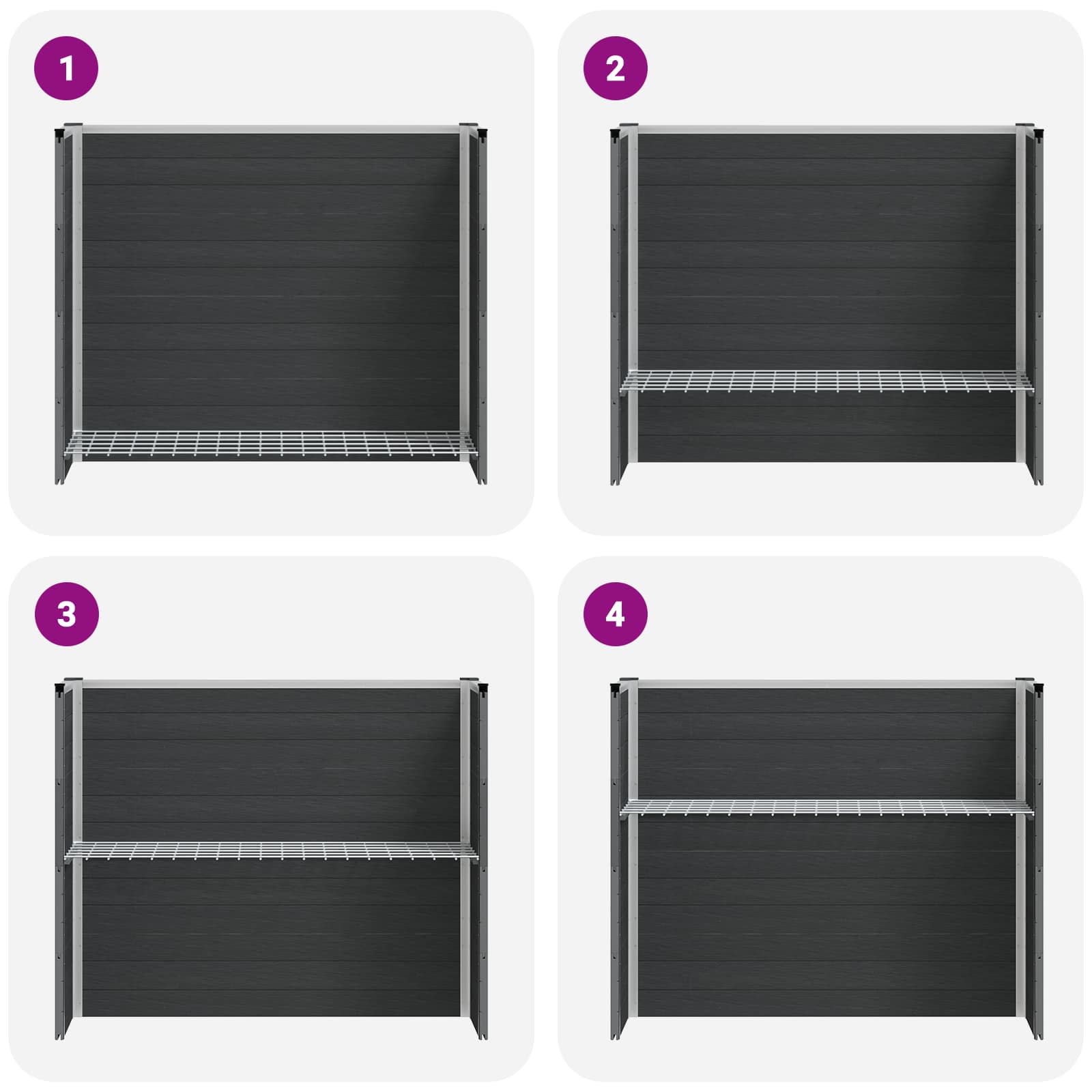 Hochbeet Grau 50 x 30 x 22 cm WPC und Aluminium