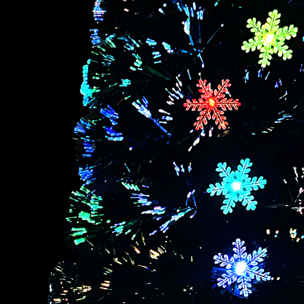 Weihnachtsbaum mit LED-Schneeflocken Schwarz 120 cm Fiberoptik