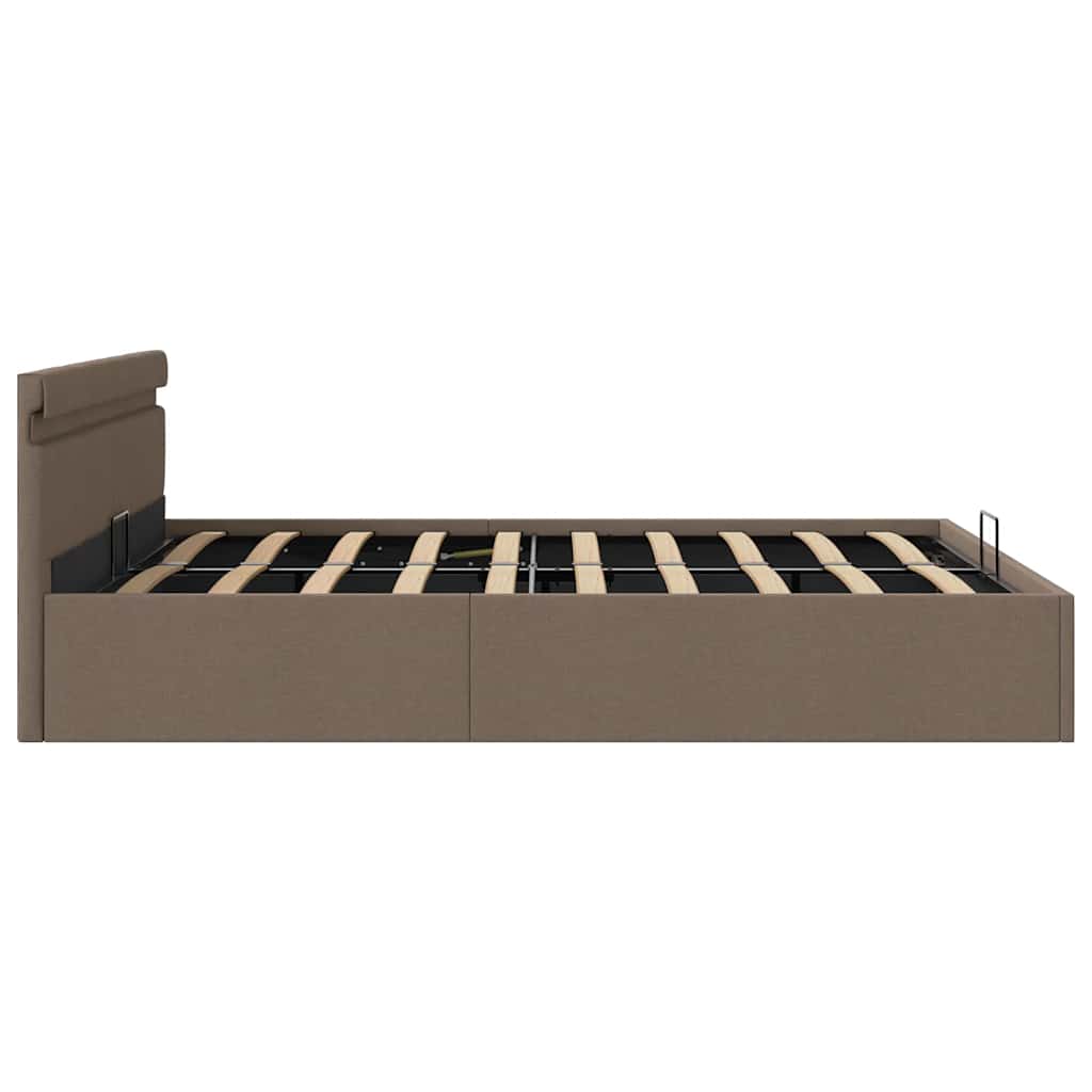 Bett mit Bettkasten Hydraulisch LED Dunkelgrau Stoff 90x200 cm