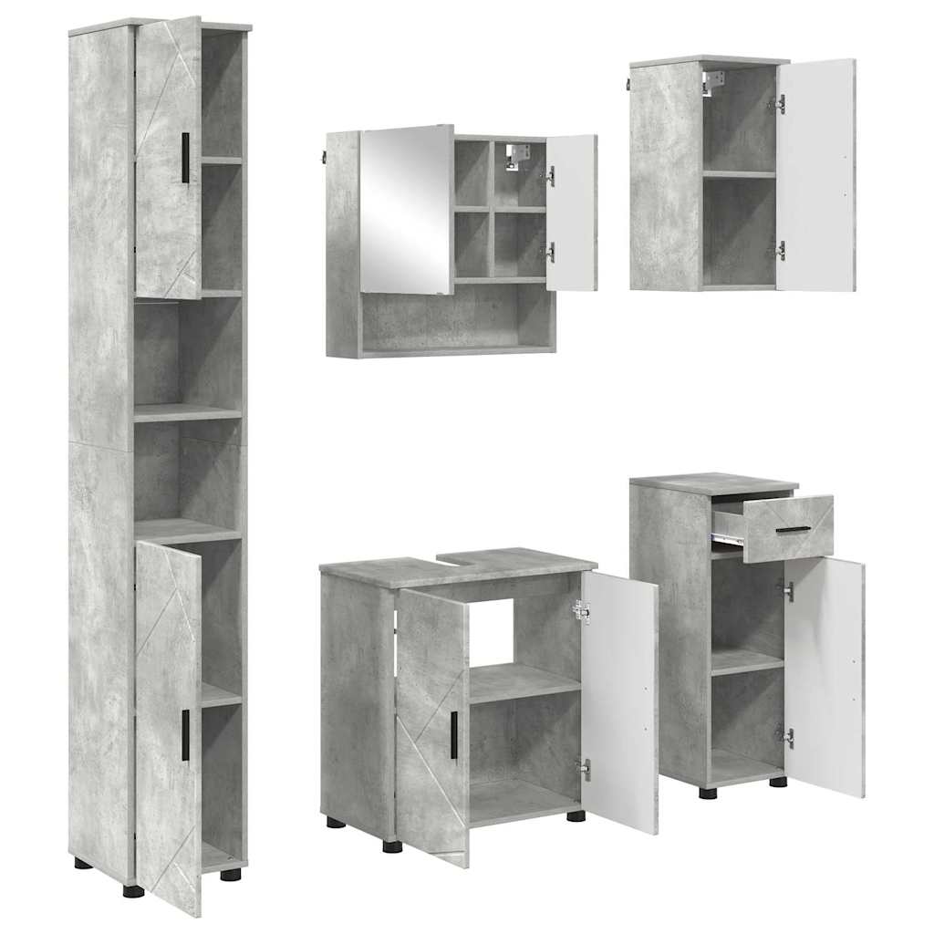 Badezimmermöbel-Set mit Tür 5 pcs Weiß Holzwerkstoff & Metall