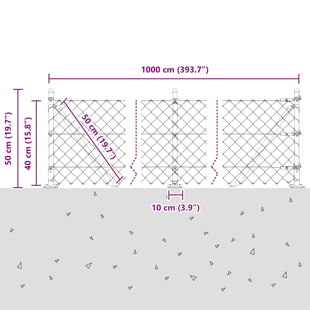 Outdoor Kettenglied-Zaun Erdfixierung 10 x 0,4 m Grün Netz
