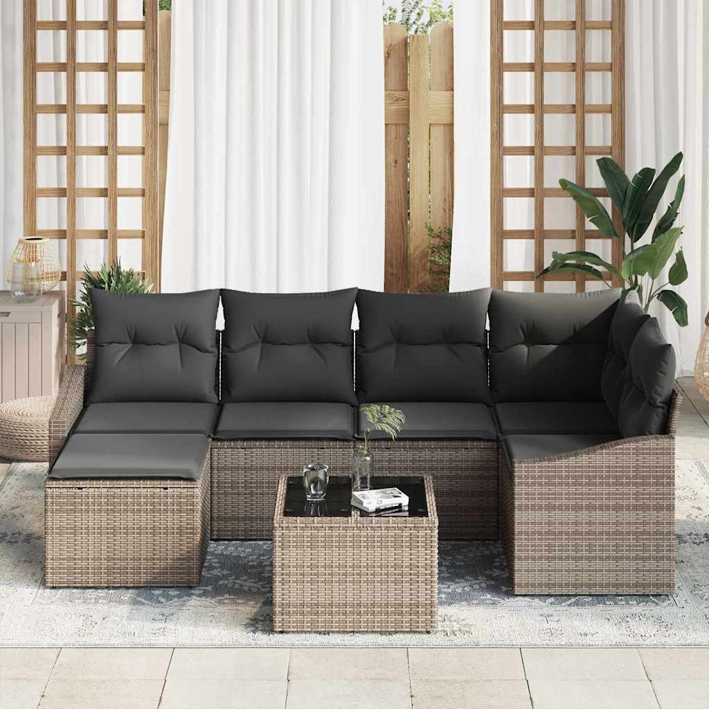 Garten Essgruppe mit Kissen 6 pcs Schwarz und Creme