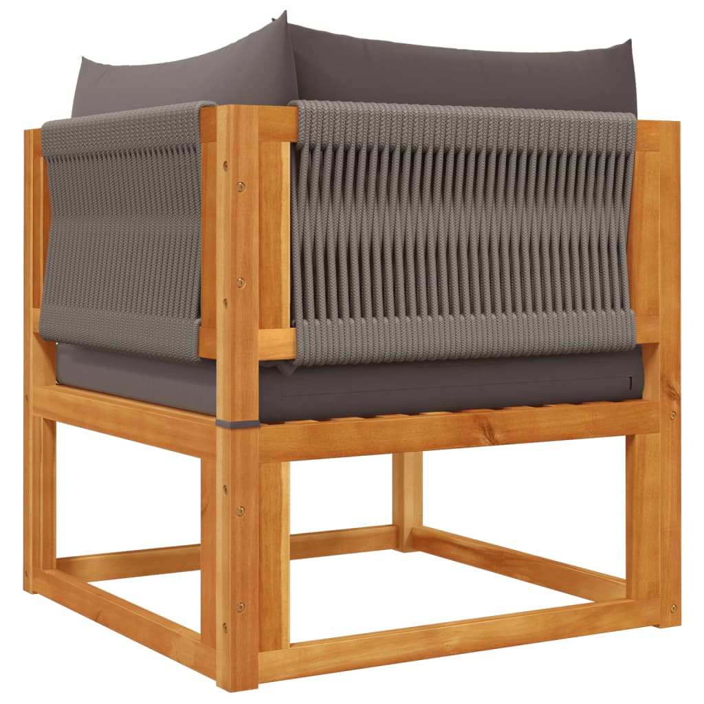 6-tlg. Gartensofa-Set mit Kissen Holz Akazie & Seil
