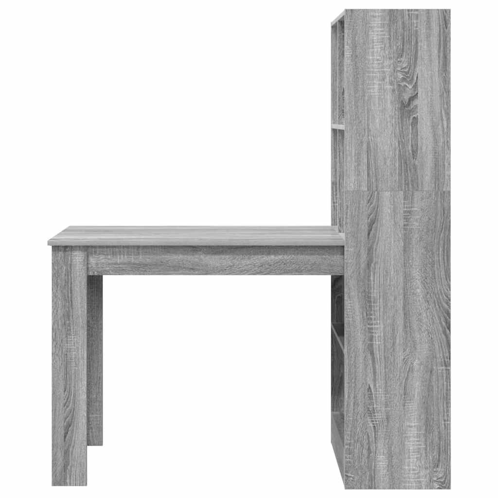 Schreibtisch mit Regal Schwarz Eichen-Optik 122 x 67 x 145 cm