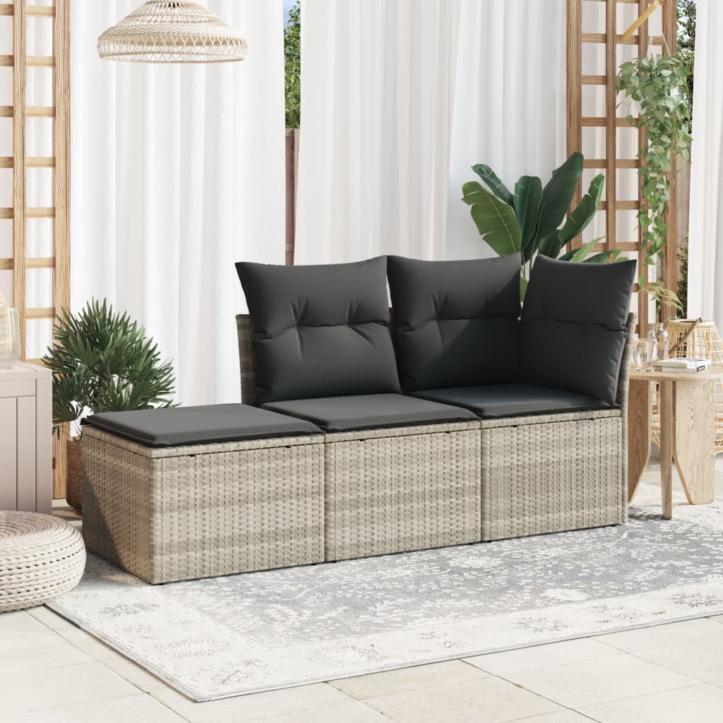 Gartenhocker mit Kissen Schwarz 55x55x37 cm Poly Rattan
