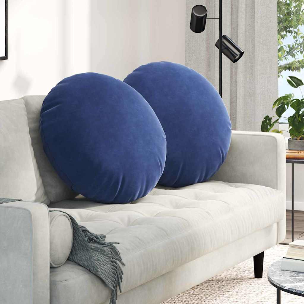 Sitzkissen 2 pcs Blau Ø30 x 13 cm Samt