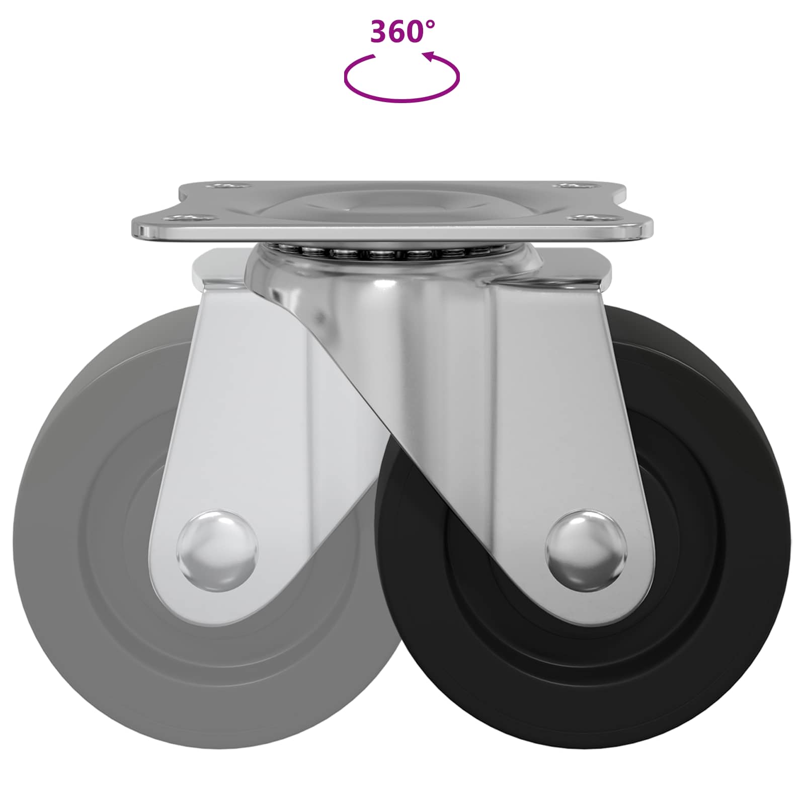 Drehrolle 2 pcs Silber 60 x 60 x 50 mm Eisen und Nylon