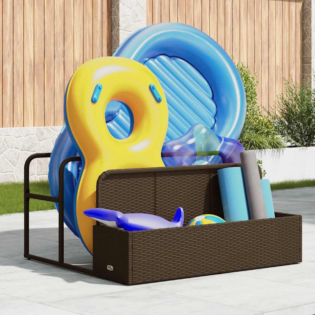 Pool Aufbewahrungsbehälter Schwarz 110x100x57 cm Poly Rattan