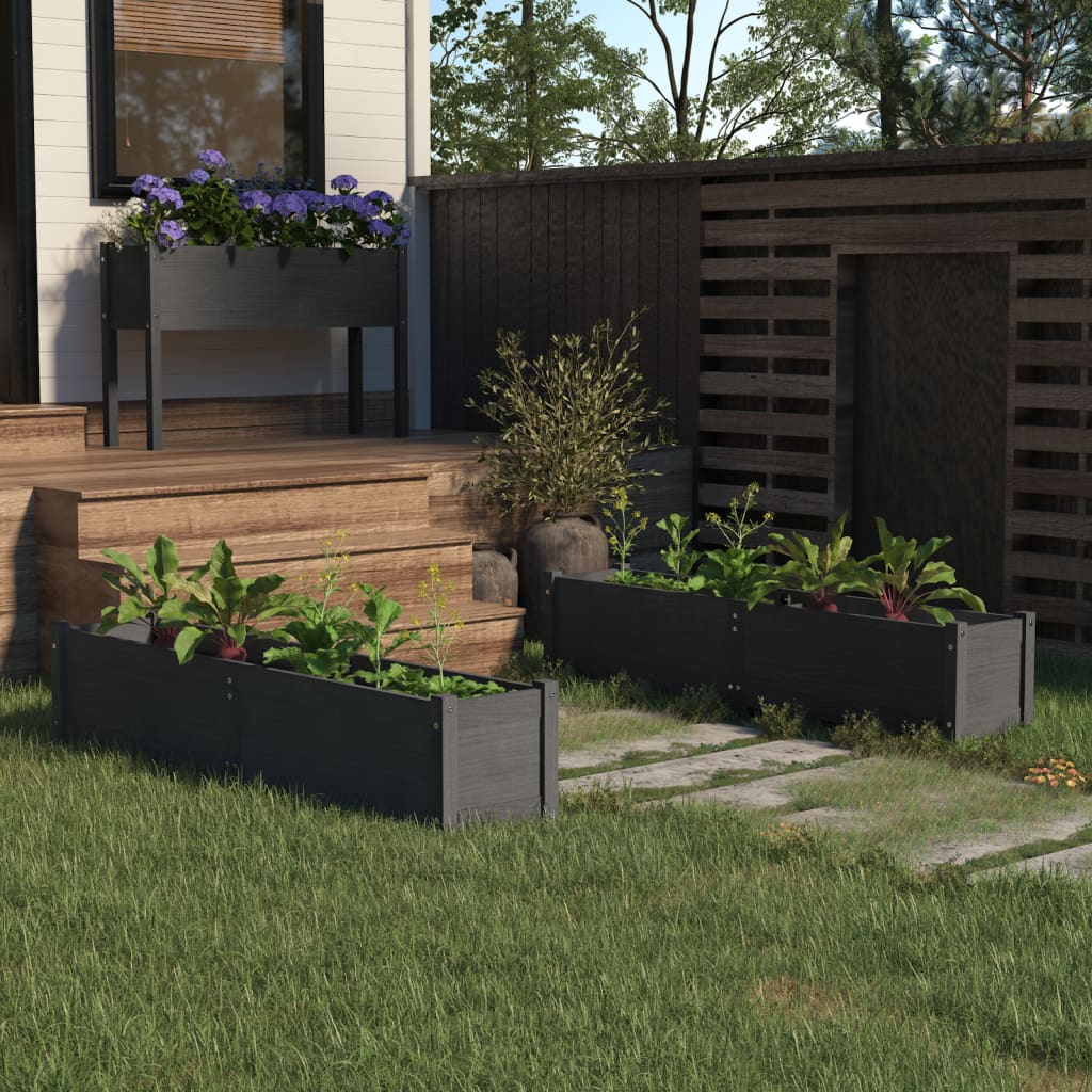 Garten-Hochbeete 2 Stk. Weiß 150x31x31 cm Massivholz Kiefer