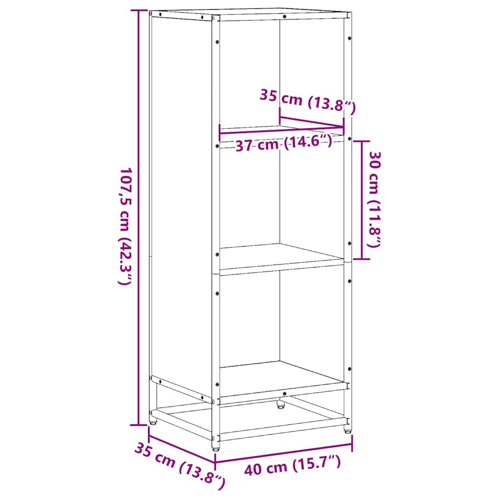 Bücherregal Schwarz 60x35x139 cm Holzwerkstoff