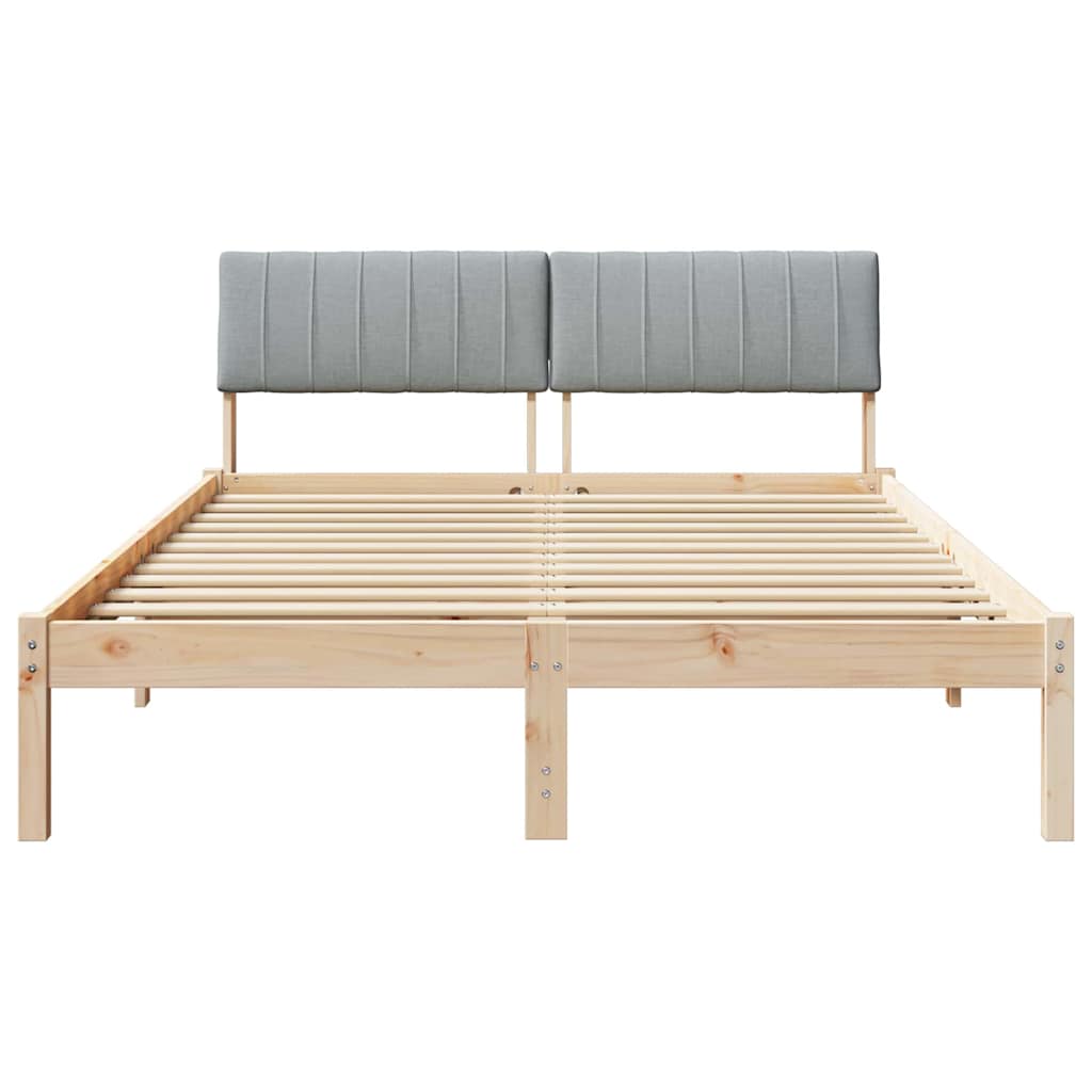 Bettgestell Braun und hellgrau 200 x 200 cm Massivholz Kiefer