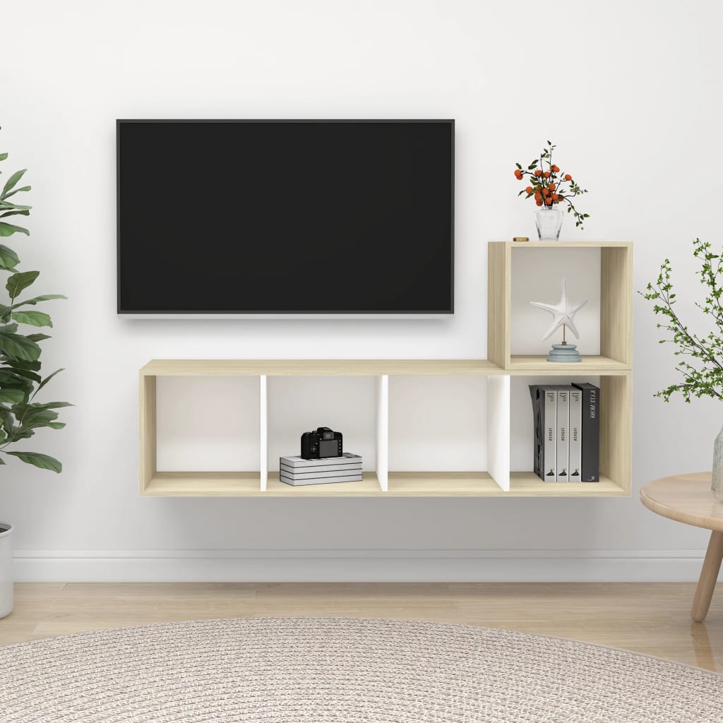 2-tlg. TV-Schrank-Set Grau Holzwerkstoff