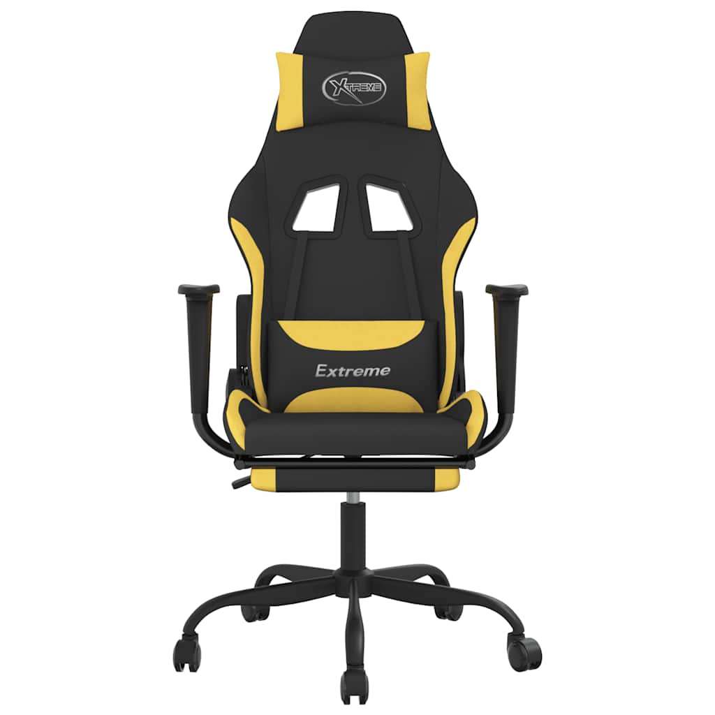 Gaming-Stuhl mit Massagefunktion Schwarz und Creme Stoff