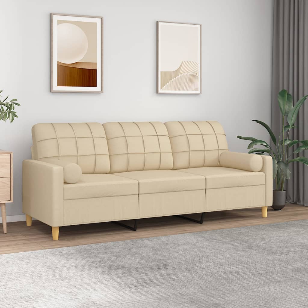 2-Sitzer-Sofa mit Zierkissen Braun 120 cm Stoff
