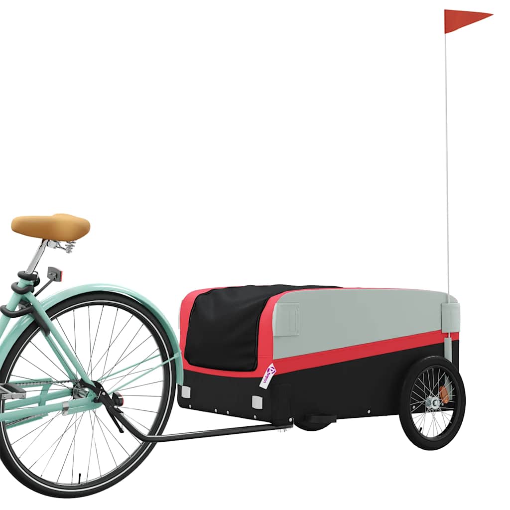 Fahrradanhänger Schwarz und Rot 30 kg Eisen