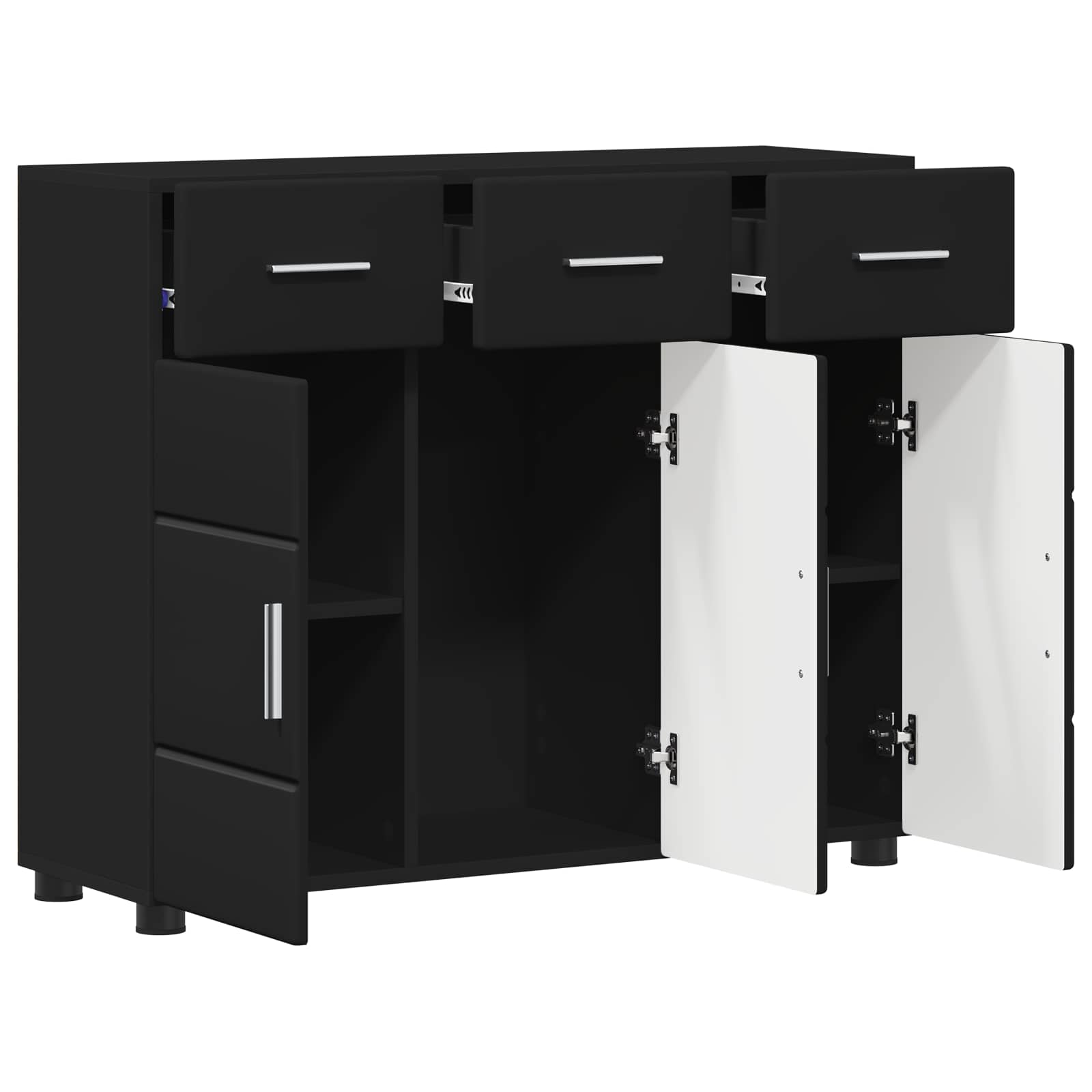 Highboard mit Regal FLORIN Weiß 60 x 35 x 182 cm Holzwerkstoff