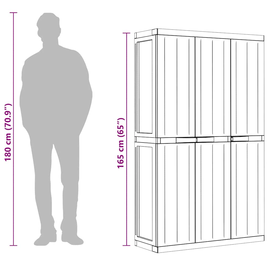 Gartenschrank Grau und Schwarz 65x37x85 cm PP