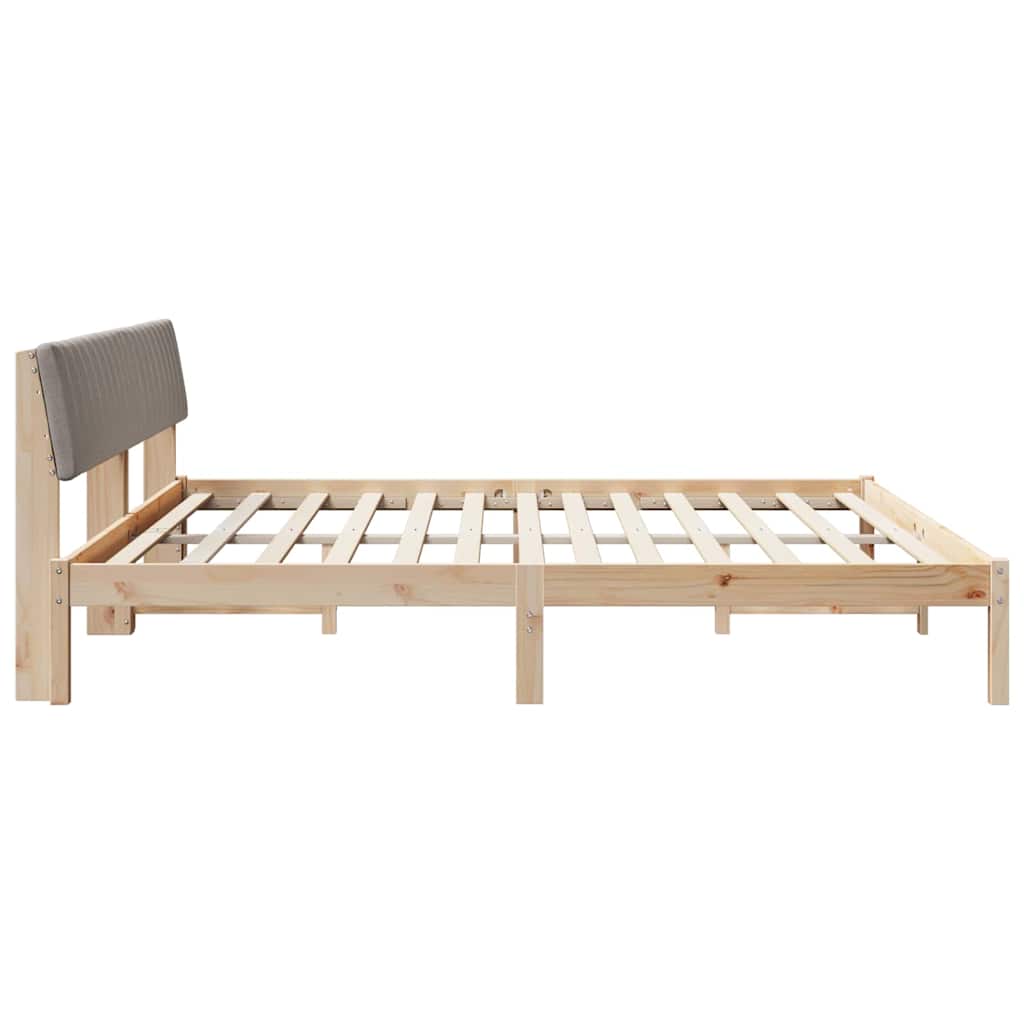 Bettgestell Braun und hellgrau 200 x 200 cm Massivholz Kiefer