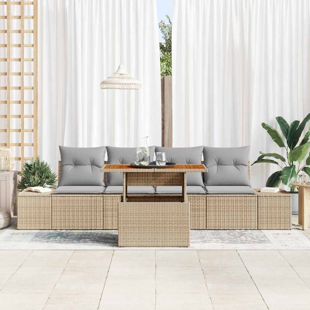 Garten Essgruppe mit Kissen 5 pcs Schwarz und Creme