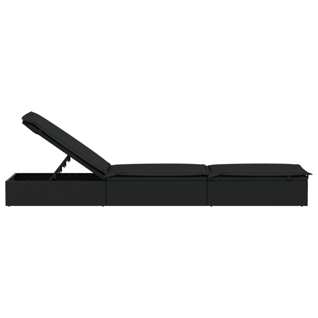 Sonnenliege 1 Stk. mit Tisch Schwarz Poly Rattan