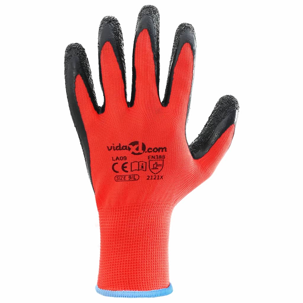 Arbeitshandschuhe 12 pcs Rot und Schwarz 7 / S Latexbeschichtung