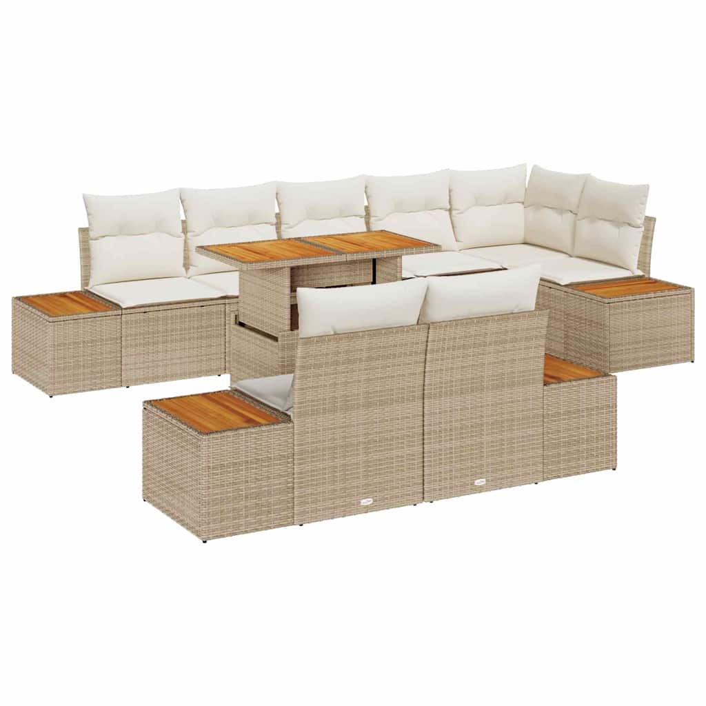 Garten Essgruppe mit Kissen 9 pcs Schwarz und Beige