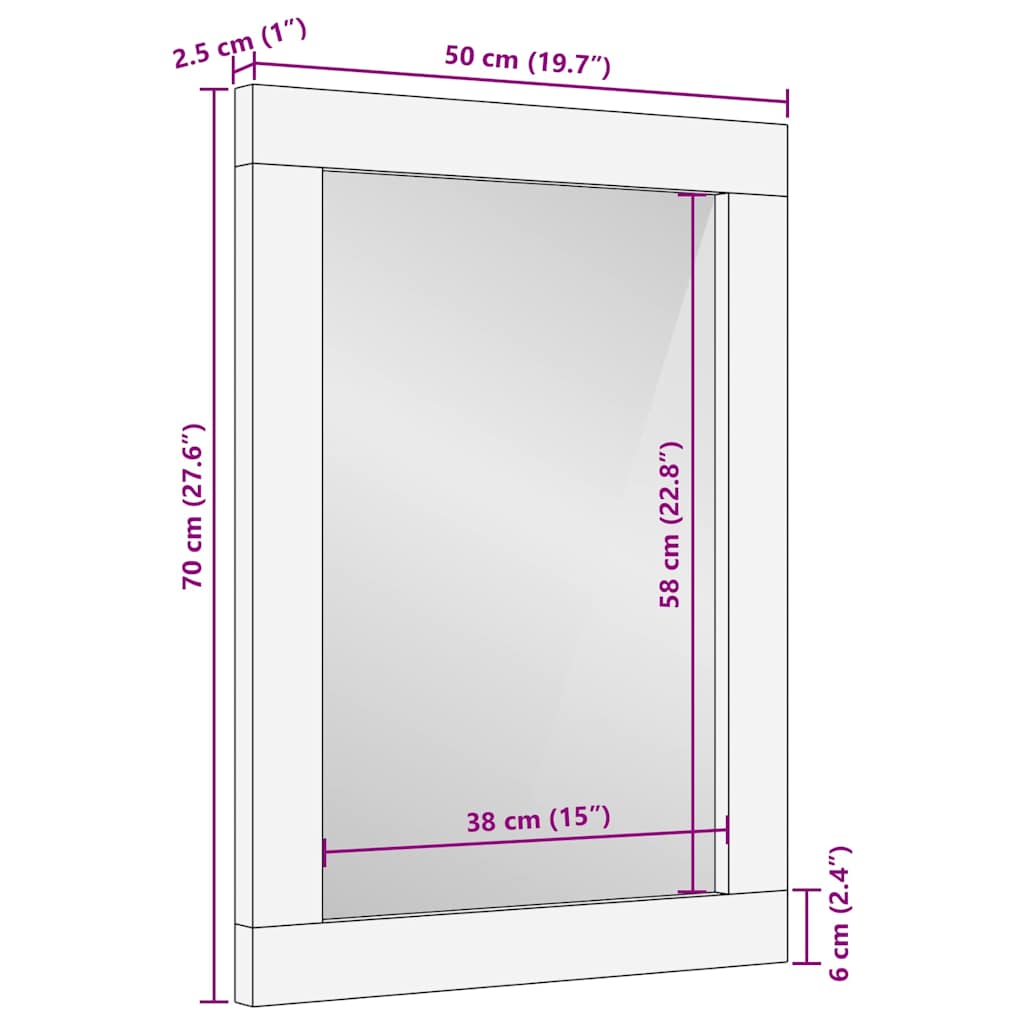 Badezimmer Spiegel mit Spiegel Honigbraun 70 x 50 x 2,5 cm