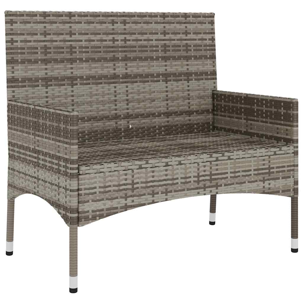 Gartenbank 2-Sitzer mit Kissen Braun Poly Rattan