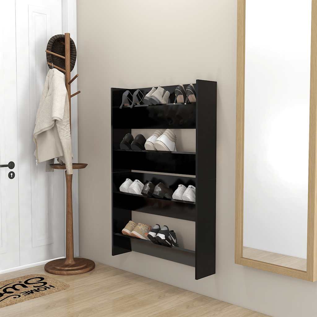 Wand-Schuhschränke 4 Stk. Weiß 60x18x60 cm Holzwerkstoff