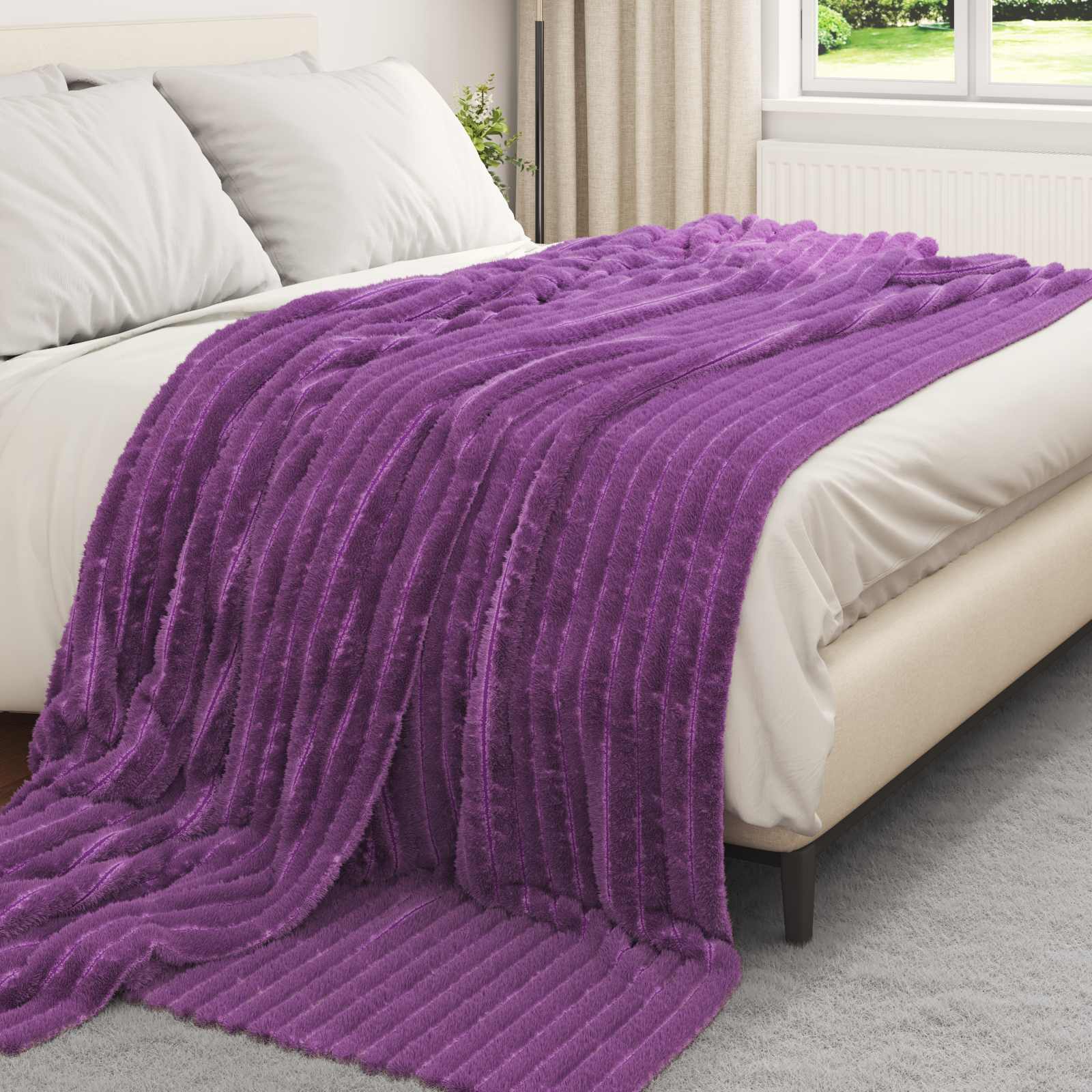 Überwurfdecke Beige 150 x 130 cm Fleece