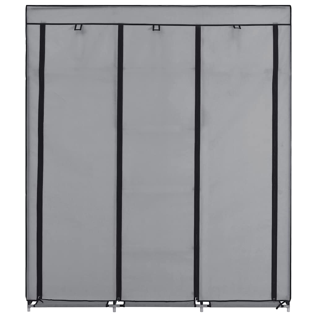 Kleiderschrank mit Fächern Stangen Schwarz 150x45x175cm Stoff