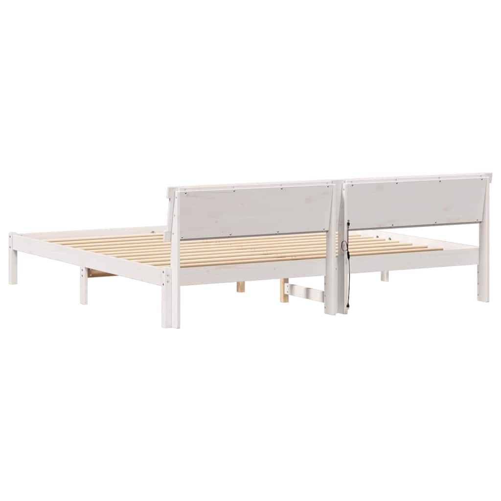 Bettgestell mit Kopfteil Braun 200 x 200 cm Massivholz Kiefer