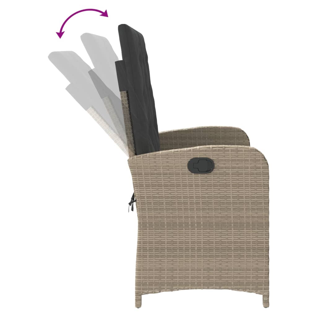 Gartenbank Verstellbar mit Kissen Schwarz Poly Rattan