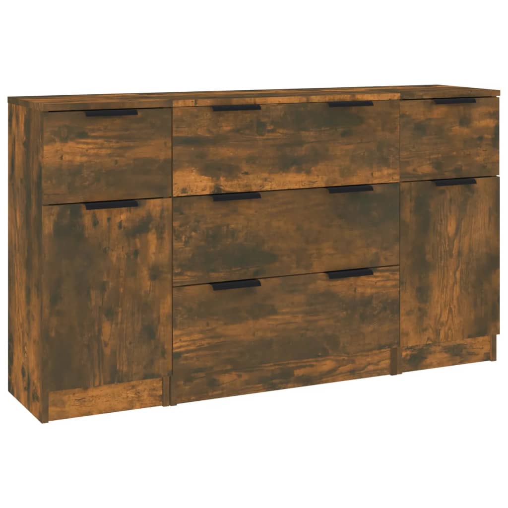 3-tlg. Sideboard-Set Weiß Holzwerkstoff