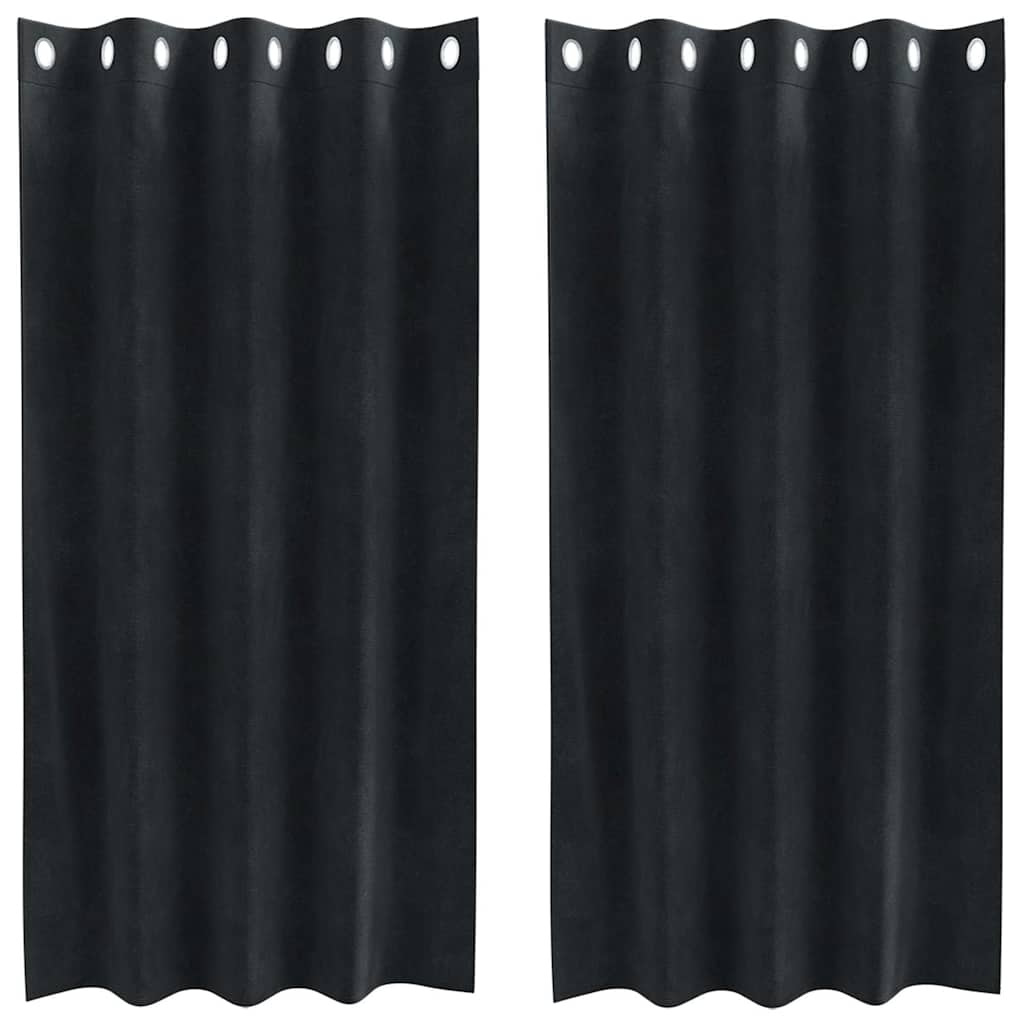Verdunkelungsvorhänge 2 pcs Schwarz 140 x 140 cm Samt