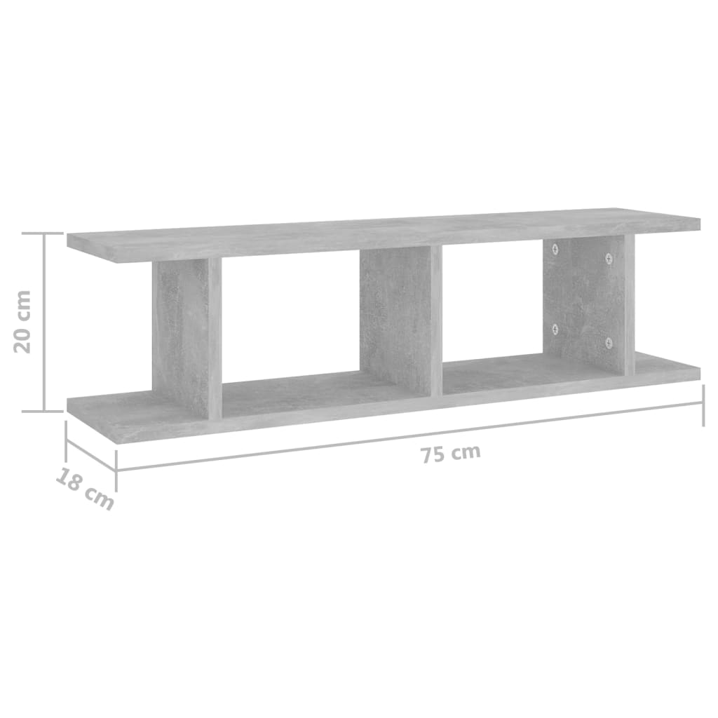Wandregale 2 Stk. Weiß 75x18x20 cm Holzwerkstoff