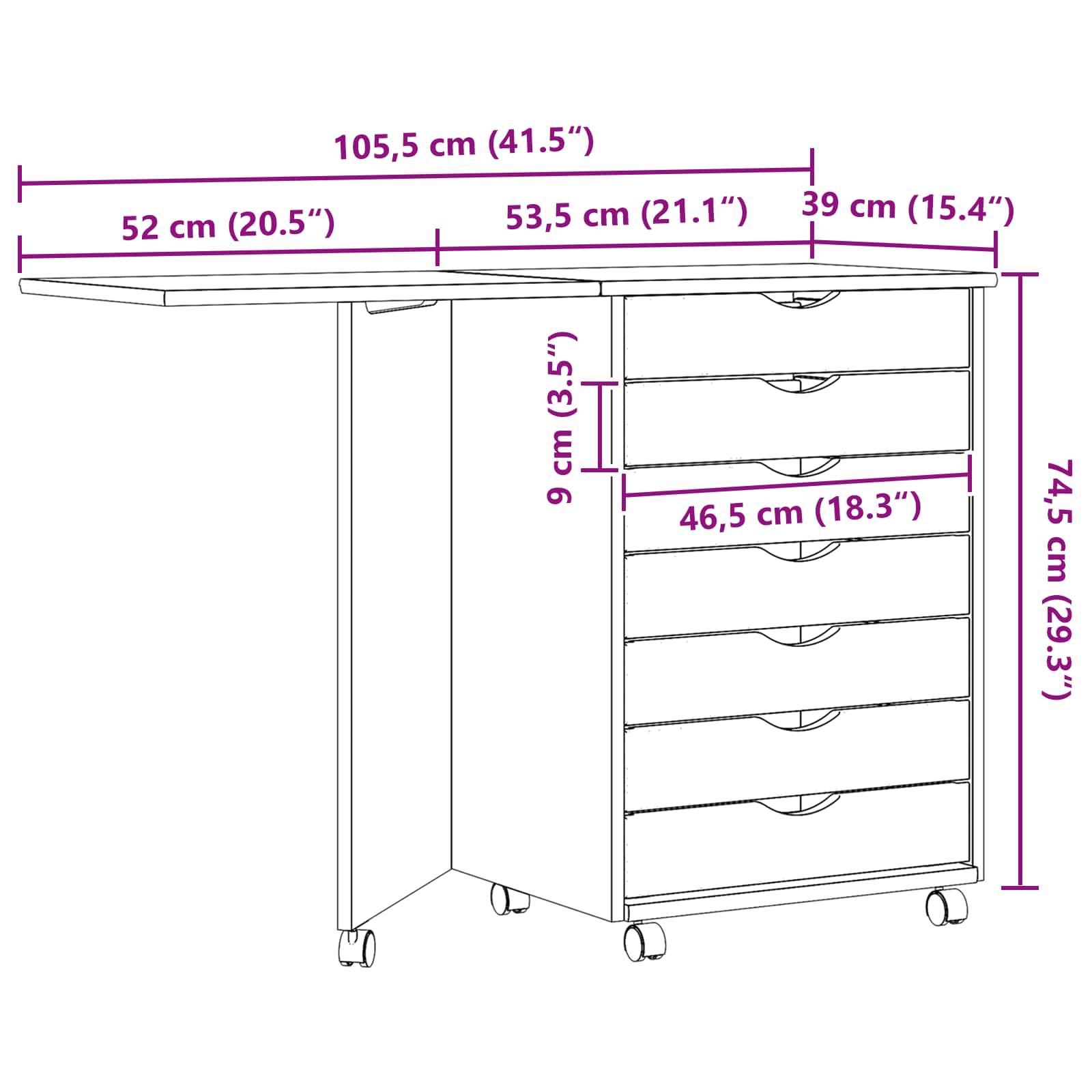 Rollschrank mit Schreibtisch MOSS Honigbraun Massivholz Kiefer