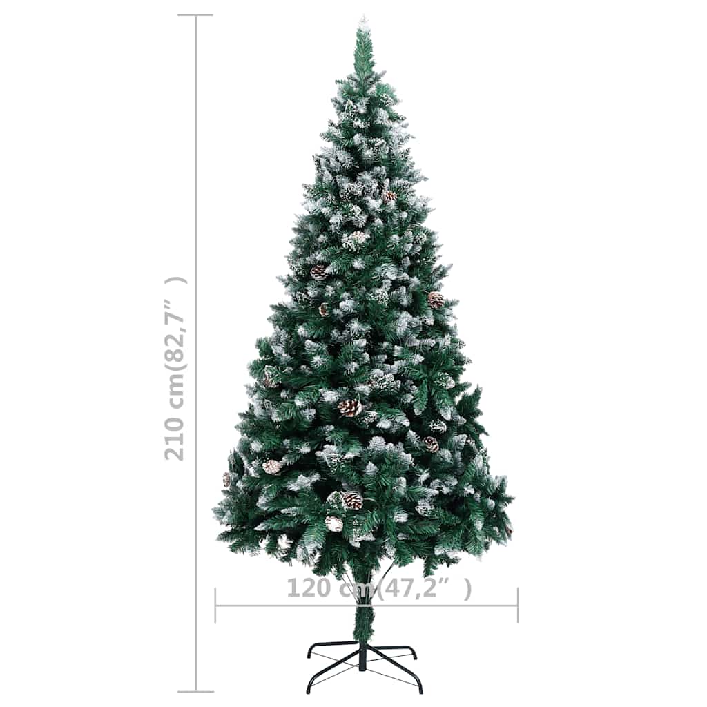 Künstlicher Weihnachtsbaum mit LEDs Kugeln Zapfen 150 cm