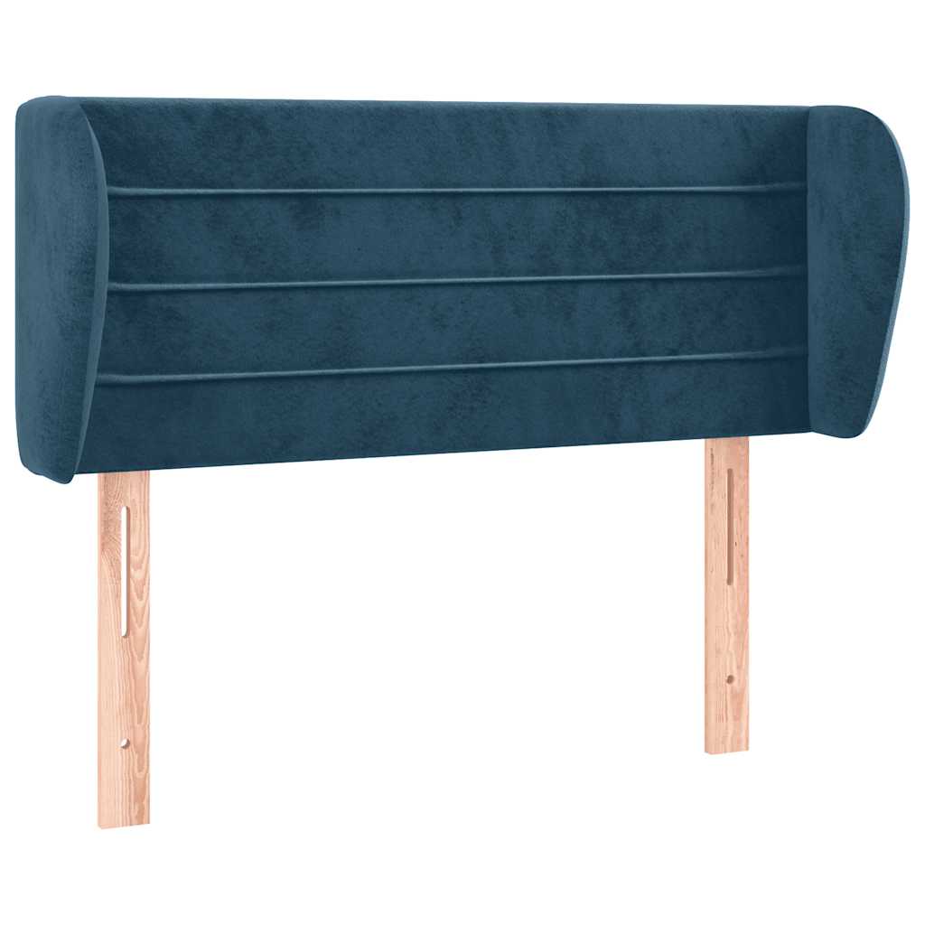 Kopfteil mit Ohren Dunkelblau 203x23x118/128 cm Samt