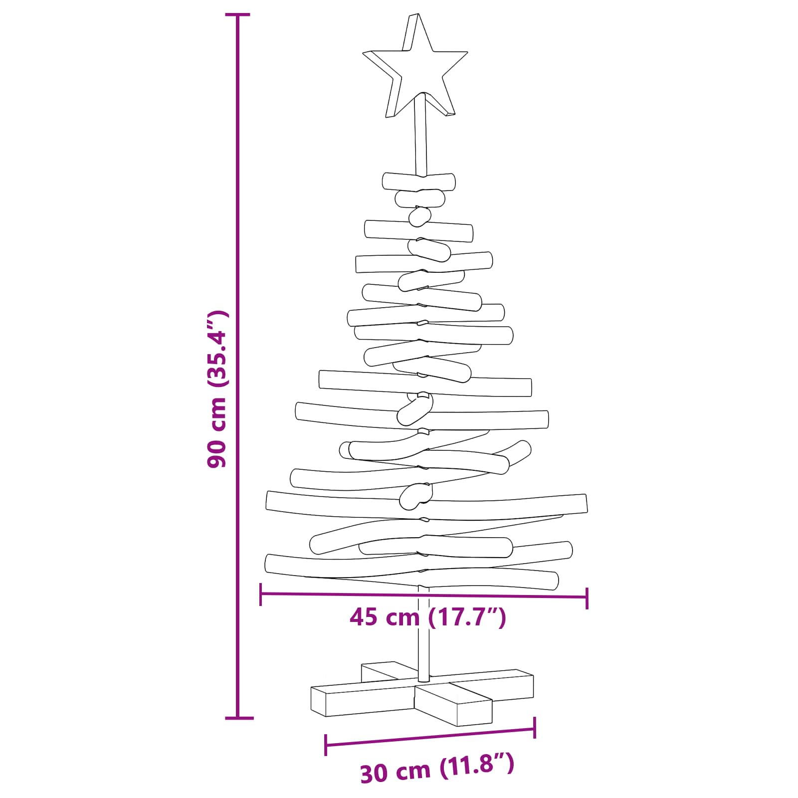 Weihnachtsbaum mit Ständer Braun 60 cm Massivholz Teak