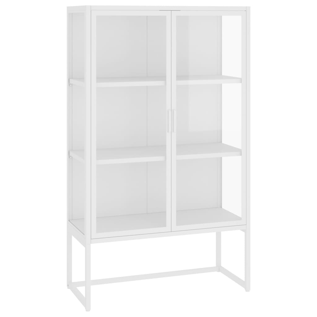 Highboard Schwarz 80x35x135 cm Stahl und Gehärtetes Glas