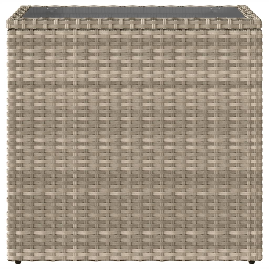Garten-Beistelltisch mit Glasplatte Schwarz 58x27,5x55cm Rattan