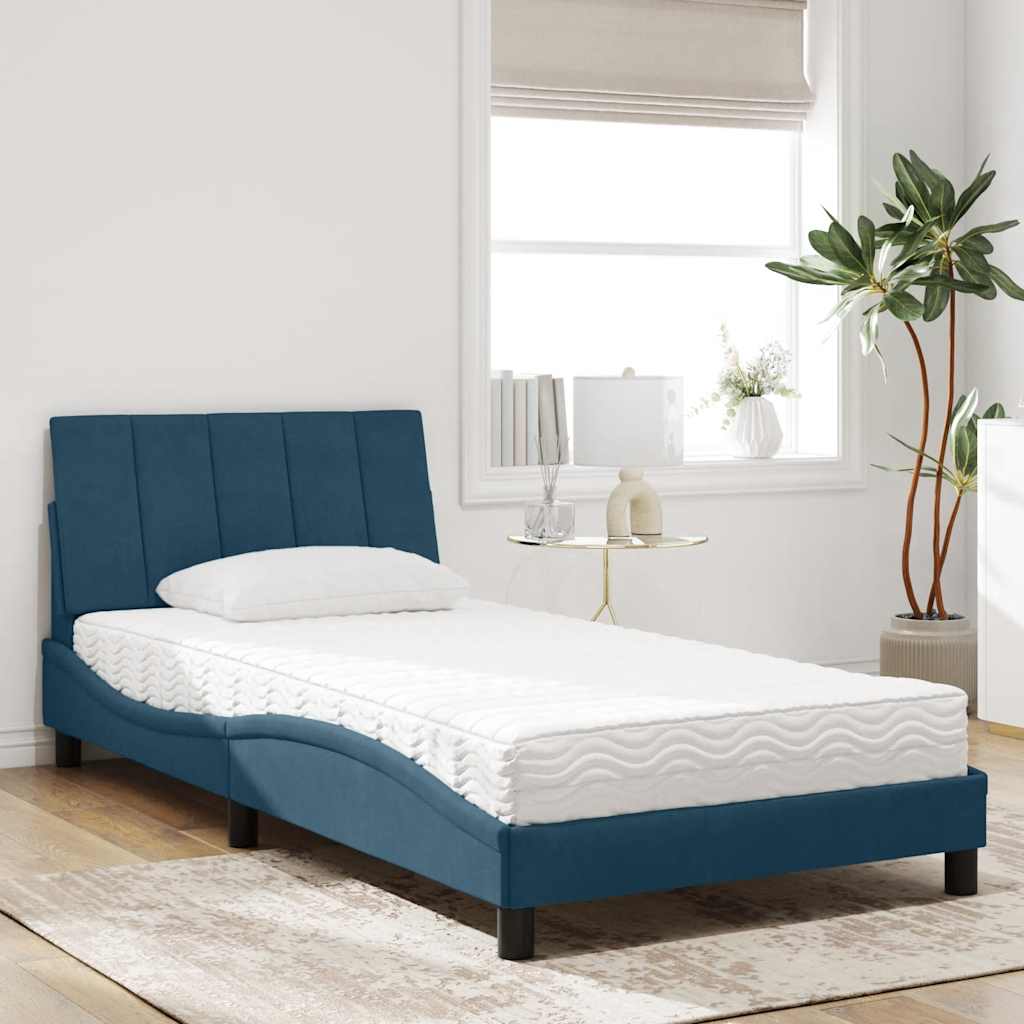 Bett mit Matratze "Hanko" Hellgrau 80x200 cm Samt