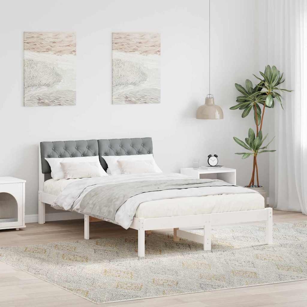 Bettgestell Braun und hellgrau 200 x 200 cm Massivholz Kiefer