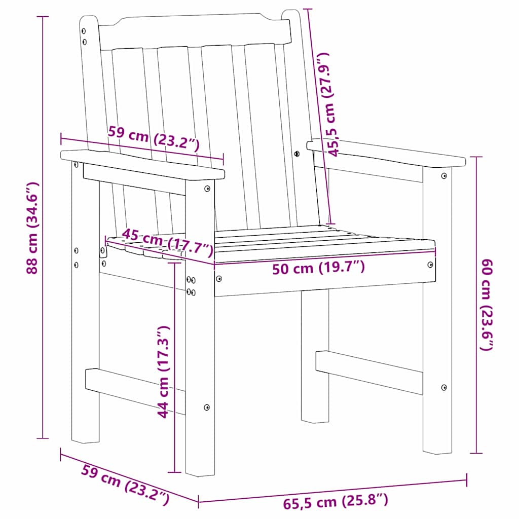 Gartenstuhl 4 pcs Weiß 65,5 x 59 x 88 cm Polyethylen